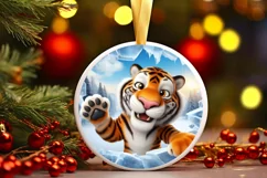 Christmas Round Cute Animal Ornament Sublimation Product Image 2