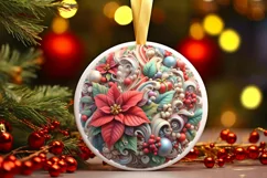 Pastel Christmas Round Ornament Sublimation Product Image 2