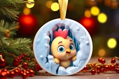 Christmas Round Cute Animal Ornament Sublimation Product Image 1