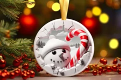 Christmas Round Cute Animal Ornament Sublimation Product Image 1