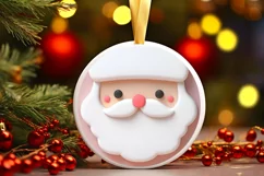 Christmas Round Ornament Sublimation Santa Face Product Image 4