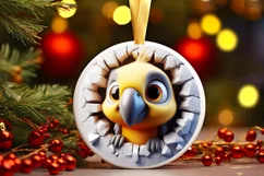 Christmas Round Cute Animal Ornament Sublimation Parrot Product Image 2