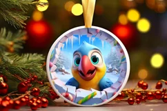 Christmas Round Cute Animal Ornament Sublimation Parrot Product Image 2