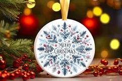 Snow Flake Christmas Round Cute Ornament Sublimation Product Image 2