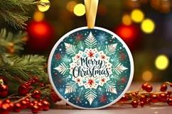Snow Flake Christmas Round Cute Ornament Sublimation Product Image 2