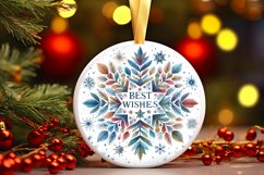 Snow Flake Christmas Round Cute Ornament Sublimation Product Image 2