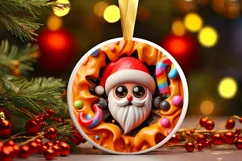 Christmas Round Cute Animal Ornament Sublimation Santa Product Image 2