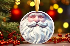 Christmas Round Ornament Sublimation Santa Face Product Image 3