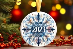 Snow Flake Christmas Round Cute Ornament Sublimation Product Image 2