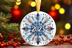 Watercolor Snow Flake Christmas Round Cute Ornament Product Image 2