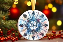 2024 Christmas Round Cute Ornament Sublimation Product Image 2