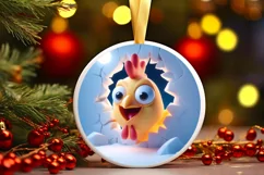 Christmas Round Cute Animal Ornament Sublimation Product Image 2