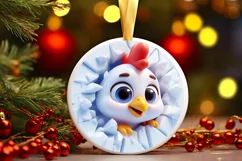 Christmas Round Cute Animal Ornament Sublimation Bird Product Image 2