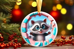 Christmas Round Cute Animal Ornament Sublimation Product Image 2