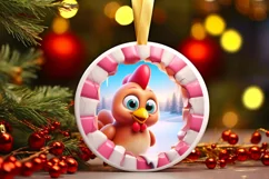 Christmas Bird Round Cute Animal Ornament Sublimation Product Image 1