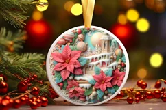 Pastel Christmas Round Ornament Sublimation Product Image 2