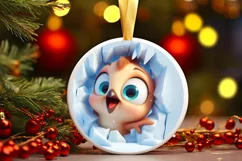 Christmas Round Cute Animal Ornament Sublimation Bird Product Image 2