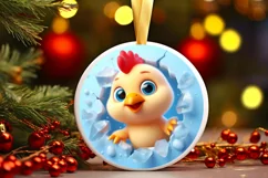 Christmas Round Cute Animal Ornament Sublimation Product Image 2