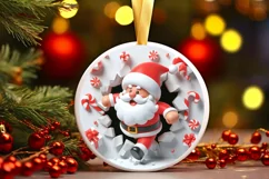 Christmas Round Cute Animal Ornament Sublimation Santa Product Image 2