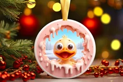 Christmas Round Cute Animal Ornament Sublimation Duck Product Image 2