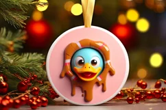 Christmas Round Cute Animal Ornament Sublimation Duck Product Image 2