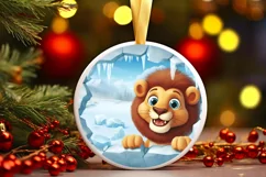 Christmas Round Cute Animal Ornament Sublimation Product Image 2