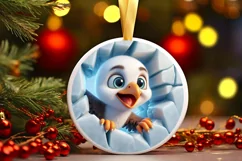 Christmas Round Cute Animal Ornament Sublimation Bird Product Image 2