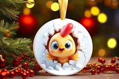 Christmas Round Cute Animal Ornament Sublimation Product Image 2