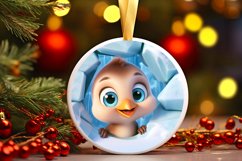 Christmas Round Cute Animal Ornament Sublimation Product Image 2