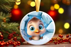 Christmas Round Cute Animal Ornament Sublimation Product Image 2