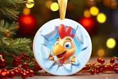Christmas Round Cute Animal Ornament Sublimation Product Image 2