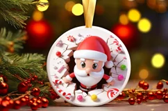 Christmas Round Cute Animal Ornament Sublimation Product Image 2