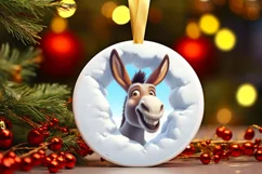 Christmas Round Cute Animal Ornament Sublimation Product Image 2
