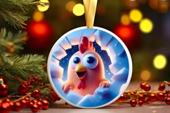 Christmas Round Cute Animal Ornament Sublimation Product Image 2