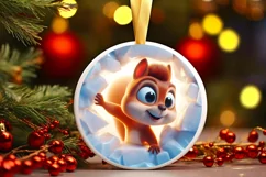 Christmas Round Cute Animal Ornament Sublimation Product Image 2