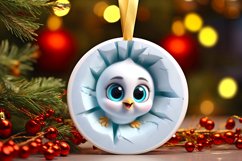 Christmas Round Cute Animal Ornament Sublimation Product Image 2