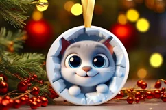 Christmas Round Cute Animal Ornament Sublimation Product Image 2