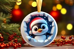 Christmas Round Cute Animal Ornament Sublimation Product Image 2