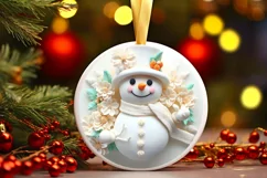 Christmas Round Ornament Sublimation Snowman Face Product Image 4