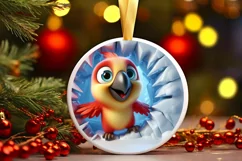 Christmas Round Cute Animal Ornament Sublimation Product Image 2
