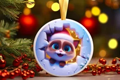 Christmas Round Cute Animal Ornament Sublimation Product Image 2