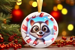 Christmas Round Cute Animal Ornament Sublimation Product Image 2