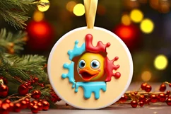 Christmas Round Cute Animal Ornament Sublimation Product Image 2