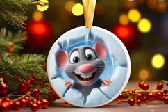 Christmas Round Cute Animal Ornament Sublimation Product Image 2