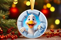 Christmas Round Cute Animal Ornament Sublimation Product Image 2