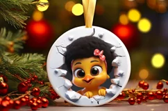 Christmas Round Cute Animal Ornament Sublimation Product Image 2