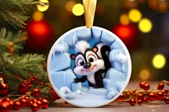 Christmas Round Cute Animal Ornament Sublimation Product Image 1