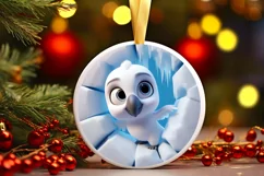 Christmas Round Cute Animal Ornament Sublimation Product Image 2