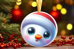 Christmas Round Ornament Sublimation Snowman Face Product Image 4