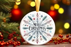 Snow Flake Christmas Round Cute Ornament Sublimation Product Image 2